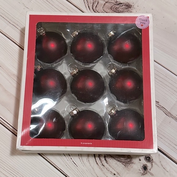 2010 Target Red Glass Ball Christmas Ornaments - Picture 1 of 5